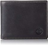 Timberland Men's Leather Wallet with Attached Flip Pocket, Black (Cloudy), One Size