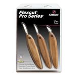 FLEXCUT Pro Series Wood Carving Tools - USA-Made Knife Set - 3-Pack Kit with 1" Chip, 1-3/8" Detail, 1-5/8" Carving, Ergonomic Knife Handles (FP200)