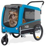 Veelar Sports Pet Bike Trailer & Stroller for Small,Medium or Large Dogs,Bicycle Trailer for Dogs (Blue, Large)