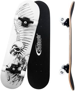 Nattork 31 Inch Complete Skateboard, Standard Skateboards Gift for Beginners, Wood 9 Layer Canadian Maple Trick Skate Boards for Boys Girls Youth Teens Skull Eagle