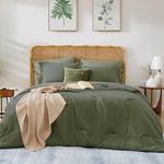 WRENSONGE Olive Green Twin XL Comforter Set, 5 Pcs Soft Dark Green Twin Size Comforter Sets- Twin Comforter, Fitted Sheet, Flat Sheet, 2 Pillow Shams, 2 Pillowcases, Warm Twin Bedding Sets All Season