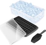 Ice CubeTray with Lid and Storage Ninonly Ice Trays for Freezer Comes with Ice Container and Scoop 55 Cavities Easier Released Silicone Ice Storage Bin for Cocktail, Whiskey, Coffee (Black)