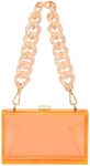 L-COOL Cute Transparent Acrylic Shoulder Bag Clear Crossbody Evening Clutch Purse Handbag With Two Chains For Women (T-Orange)