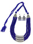 OranGey Fashion German Oxidized Silver and Necklace With Earrings for Women & Girls (Blue_75.26 gm)