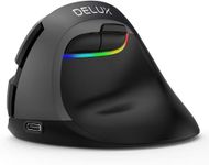 Delux M618mini-irongrey Ergonomic Mouse Wireless, Rechargeable Mini Vertical Mouse, Silent Click, 6 Buttons, 4000 DPI, RGB Light, Multi-Device, for Carpal Tunnel, for Computer/Laptop/PC/Mac