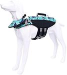 Dog Life Jacket Pet Swimwear Floating Safety Vest Buoyancy Aid Harness Swimming Swimsuit Puppy Vocation Summer Adjustable Pool Camo Blue L