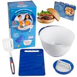 MasterChef Junior Burger Set - 9 Pc. Kit Includes Real Cookware for Kids, Bowl, Cutting Board, Recipes, and Burger Press, Children's Cooking Birthday Party Activities, Holiday Gift, Homemade Burgers