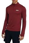 TCA Men's Cloud Fleece 1/4 Zip Thermal Workout Gym Running Top with Zip Pocket and Thumbholes - Cabernet, XL