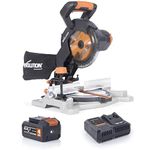 Evolution Power Tools R185CMS-Li Cordless Mitre Saw Multi-Material Cutting, Cuts Wood with Nails, Metal, Plastic & More, Bevel & Mitre Angles, TCT Blade Included - Battery & Charger Included