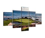 California Coastline Golf Course Wall Art for Living Room Bedroom Bathroom Home Decorations Golf Course Pictures Posters Canvas Prints Modern Artwork Framed Ready to Hang(70''W x 40''H)