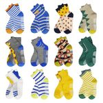 Toddler Socks Grips Non-Skid 12 Pairs Baby Kids Sticky Slipper Cotton Socks 1-7 Years Old Children/Boy/Girl