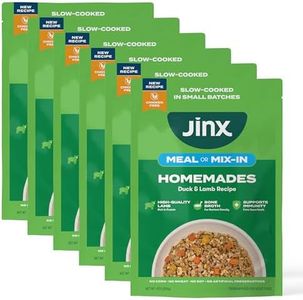 Jinx Wet Dog Food Pouches, Meal or Dog Food Topper Mix with Dry Dog Food, Made with Real Lamb & Duck, Bone Broth, No Fillers, Puppy, Adult, Senior, 9oz, 6 Pack