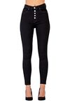 Lusty Chic Womens Mid Waist Skinny Stretchy Butt Lifting Jeans Pants (10, Black 2)