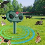 Solar Cat Repellent, OBEST Ultrasonic Animal Pest Repeller, Solar Powered Waterproof with Motion Sensor, Waterproof Outdoor Pest Repellent for Farm Garden Yard Cats Birds Squirrels Deterrent etc ﻿