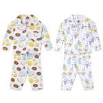 The Mom Store Kids Pajama Set Combo of 2 | Cotton | Nightwear |Night Suit | Sleepwear for Baby/Kids | Soft | Comfortable | Cool Prints | for Boys and Girls | Color - Multicolor | 3-4 Years