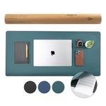 Nordik Felt and Leather Desk Mat Non-Slip - Green - 89 X 43 CM - Felt and Vegan Leather Desk Pad - Document Organizers - Desk Blotter and Desktop Mat - Desk Protector Laptop Desk Matt for Desktop