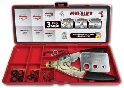 Just Clips Snap Ring Tool Kit with clips and o-rings, snap ring pliers and the All-New Patented ClipKey. The only Installation Tool that works with 1/4", 3/8" & 1/2" Snap Rings.