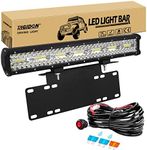 RIGIDON 8D 20 inch 420W Car Led Light Bar with Licence Number Plate Mounting Bracket 12V Wiring Harness Cable Kit for Off road Truck SUV ATV 4x4, Flood Spot Combo, Driving Work Lamp, 6000K White