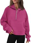 AUTOMET Womens Hoodies Half Zip Sweatshirts Fleece Jackets Tops Oversized Pullover Fall Outfits 2024 Winter Fashion Clothes HotPink M