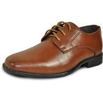 bravo! Boy Dress Shoe King-1 Lace-up Oxford Plain Toe Leather Sock for School Uniform Formal Event Brown Size 4 Youth