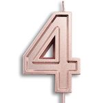 Dollet 3.93” Large Rose Gold Birthday Candle Number 4 Cake Candle Topper for Kid’s/Adult’s Birthday Party