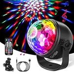 Gritin Disco Lights, 360° Rotation Sound Activated Disco Ball Party Lights with Remote Control - 3W RGB Dynamic Light Effect, 4M/13ft USB Cable for Kids Birthday, Friend Gathering, Xmas