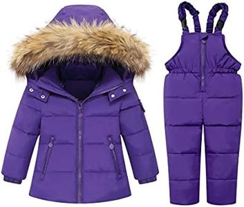 M2C Little Girls Winter 2-Piece Ski Snowsuit Set Puffer Jacket and Pants Purple 4-5
