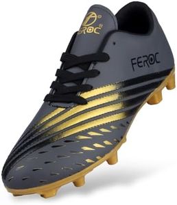 FEROC Mens Elite Football Shoes (Grey Golden, 3)