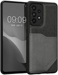 kalibri Hard Case Compatible with Samsung Galaxy A53 5G - Case with Card Slot PU Leather Design with TPU Bumper- Grey/Light Grey