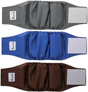 SlowTon Reusable Dog Nappies Male, 3 Pack Washable Diapers Belly Bands for Male Dogs Incontinence and Doggie Puppy Training Highly Absorbent Nappies with Strong and Flexible Fastener