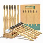 12 Pcs Eco-Friendly Charcoal Toothbrushes Natural Bamboo | Biodegradable Soft Bristle Toothbrush(12 Pack)