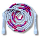 Elevate Rope Professional Beaded Jump Rope - 3m Adjustable, Quality Beads & Poly Cord - For Freestyle, Cardio & Tricks - All Levels & Indoor/Outdoor Use (White/Pink/Purple)