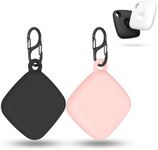 FGERWZ [2 Pack] Silicon Case for Tile Mate 2022 Tracker with Keychains, Tile Mate Holder Anti Lost Hidden Full Cover, Waterproof Tile Mate Case for Keys, Bags, Cat Dog Collar Holder (Black+Pink)