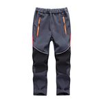 Toomett Boys Girls Kids Outdoor Fleece-Lined Soft Shell Hiking Fishing ski Pants Insulated Water and Wind-Resistant,1510,Grey-XL(18 Years)