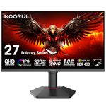 KOORUI 27 inch Gaming Monitor - WQHD (2560x1440) Computer Monitors, 320Hz, 1ms with Adaptive Sync, Extreme Low Motion Blur, HDR400, HDMI DisplayPort, VESA Mountable, Black G2721E