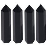 Goege Bailey Healing Crystal Wands | 2" Black Obsidian| 6 Faceted Reiki Chakra Meditation Therapy 4 PCS