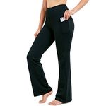 28"/30"/32"/34" Inseam Women's Bootcut Yoga Pants Long Bootleg High-Waisted Flare Pants with Pockets, Black, X-Large/30" Inseam