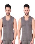 HAP Men's Kings Dark Grey Quilted Thermal Top/Sleeveless/Mega Top/Vest/Premium Winter Innerwear/Pack of 2