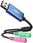 MillSO USB Audio Adapter Stereo External Sound Card, USB to 3.5mm TRS Headphone + Microphone Audio Jack Splitter for Dual-Plug Gaming Headset to Laptop, Desktop, PC, PS4, PS5 [Built_in Chip - 1 FT]