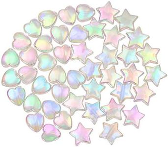 Tupalizy 100PCS Mini Acrylic Beads 9mm Heart Charms and 11mm Star Beads for Jewelry Making Bracelets Necklaces Earrings Key Chains Accessories DIY Crafts Valentine Christmas Birthday Gifts (White)