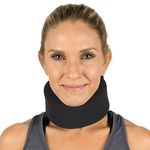 Vive Neck Brace - Foam Cervical Collar Adjustable Soft Support Can Be Used During Sleep - Wraps Aligns and Stabilizes Vertebrae - Relieves Pain and Pressure in Spine (Black, 3" Width)