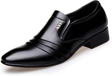 Men’s Dress Shoes Oxfords Uniform Business Slip On Formal Soft Classic Wedding Casual Modern Work Shoes Black US6-15, Black, 44