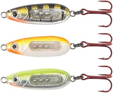 Northland Fishing Tackle Glass Buck-Shot Ice Fishing Jigging Spoon, Assorted Colors, 1/4 Oz for Walleye, Perch, and Crappie