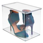 mDesign Stackable Closet Plastic Storage Bin Box with Lid - Container for Organizing Mens and Womens Shoes, Booties, Pumps, Sandals, Wedges, Flats, Heels and Accessories - 9" High - Clear