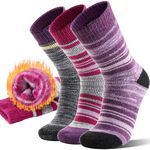 Anlisim Thermal Winter Warm Socks for Men Women 3 Pairs Extra Thick Insulated Ski Crew Boot Socks for Extreme Cold Weather(Red/Grey/Purple,Large)