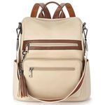 Telena Womens Backpack Purse Vegan Leather Large Travel Backpack College Shoulder Bag with Tassel, 0-beige-brown, Large, Casual