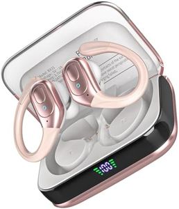 sajawass Wireless Earbuds Bluetooth 5.4 Headphones, Noise Canceling Ear Buds with 75hr Playtime, LED Power Display, IPX7 Waterproof Earphones Over-Ear Earphones for Sports/Workouts - Rose Gold