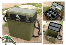 New Fishingmad Tackle Seat Box, with Carry Strap and Seat Pad