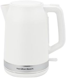 Hamilton Beach Ella Cordless Kettle, 1.7L, Boil Dry Protection, Auto Shut Off, Detachable Filter, Lift & Grip Handle, Push Button Lid, Water Level Window, UK Strix Technology - HBK3045MC, Matte White