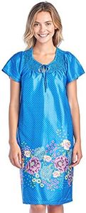 Casual Nights Women's Nightgown Short Sleeve MuuMuu Housecoat Lounger Patio Dress - Blue - X-Large
